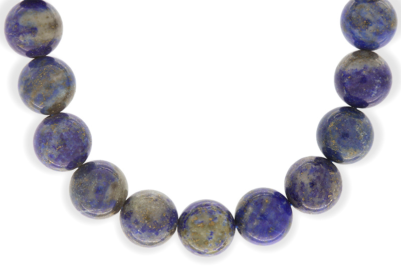 Lapis-Lazuli Armband mit 10mm Lapis-Lazuli Perlen auf doppelten Gummiband AR006 nah