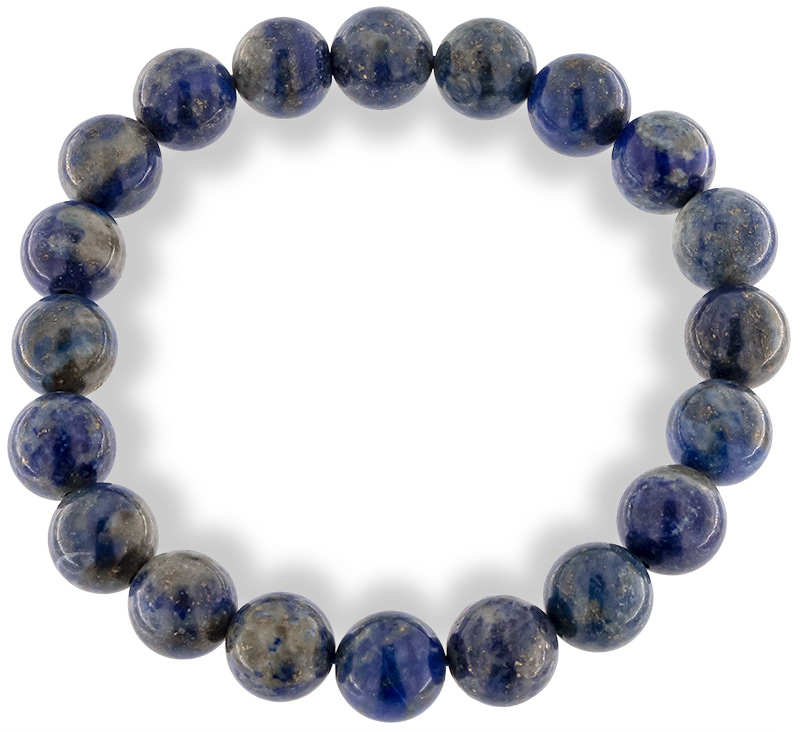 Lapis-Lazuli Armband mit 10mm Lapis-Lazuli Perlen auf doppelten Gummiband AR006 oben