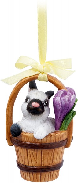 Hängeornament "Jahresornament 2011" Goebel - 66881285: Ostern Hasenkind und Krokus im Korb