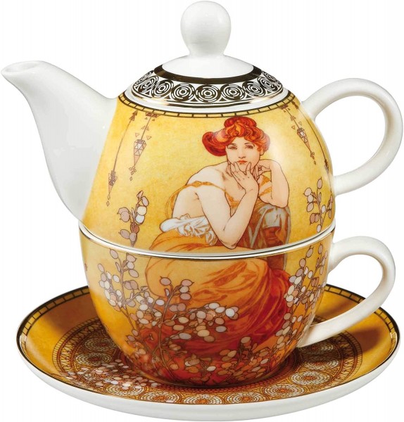 Goebel Alphonse Mucha Topas Tea for One Neuheit 2020 Teekanne + Teetasse NEU