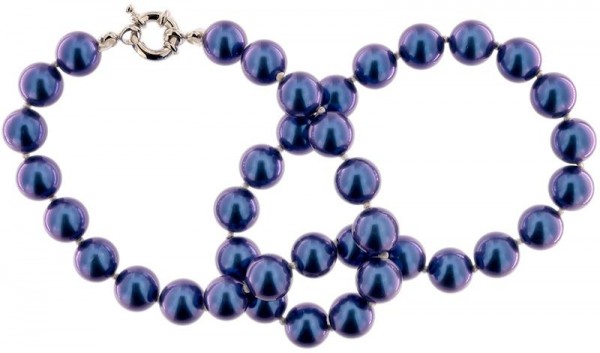Perlmutt Royal Blue Blau Kette 46cm, ca. 10mm Perlengröße Collier Halskette Mother-of-Pearl MOP04