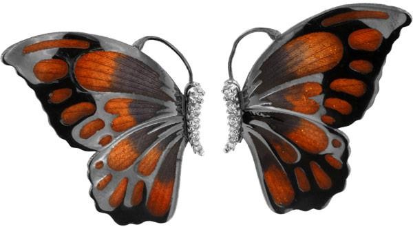 Ohrringe in Schmetterlingform 3.0cm Orange in 925 Sterling Silber Rhondiert mit Zirkonia ZOR979-ML